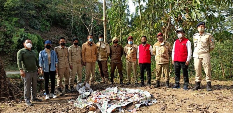 An enforcement drive on sale of tobacco products within 100 yards of educational institutions was carried out under National Tobacco Control Programme (NTCP) Mon on February 1 at Mon Town. The team consisted of members from District Administration, Excise Department, Mon Town Council and Police personnel. The team was led by District Nodal officer NTCP-Mon, Dr I Simon Sumi. The drive was conducted to ensure the proper implementation of COTPA 2003. A total of 34 shops were found selling tobacco products near educational institutions. The team seized the products and destroyed the items at the outskirts of the town. (DIPR Photo)